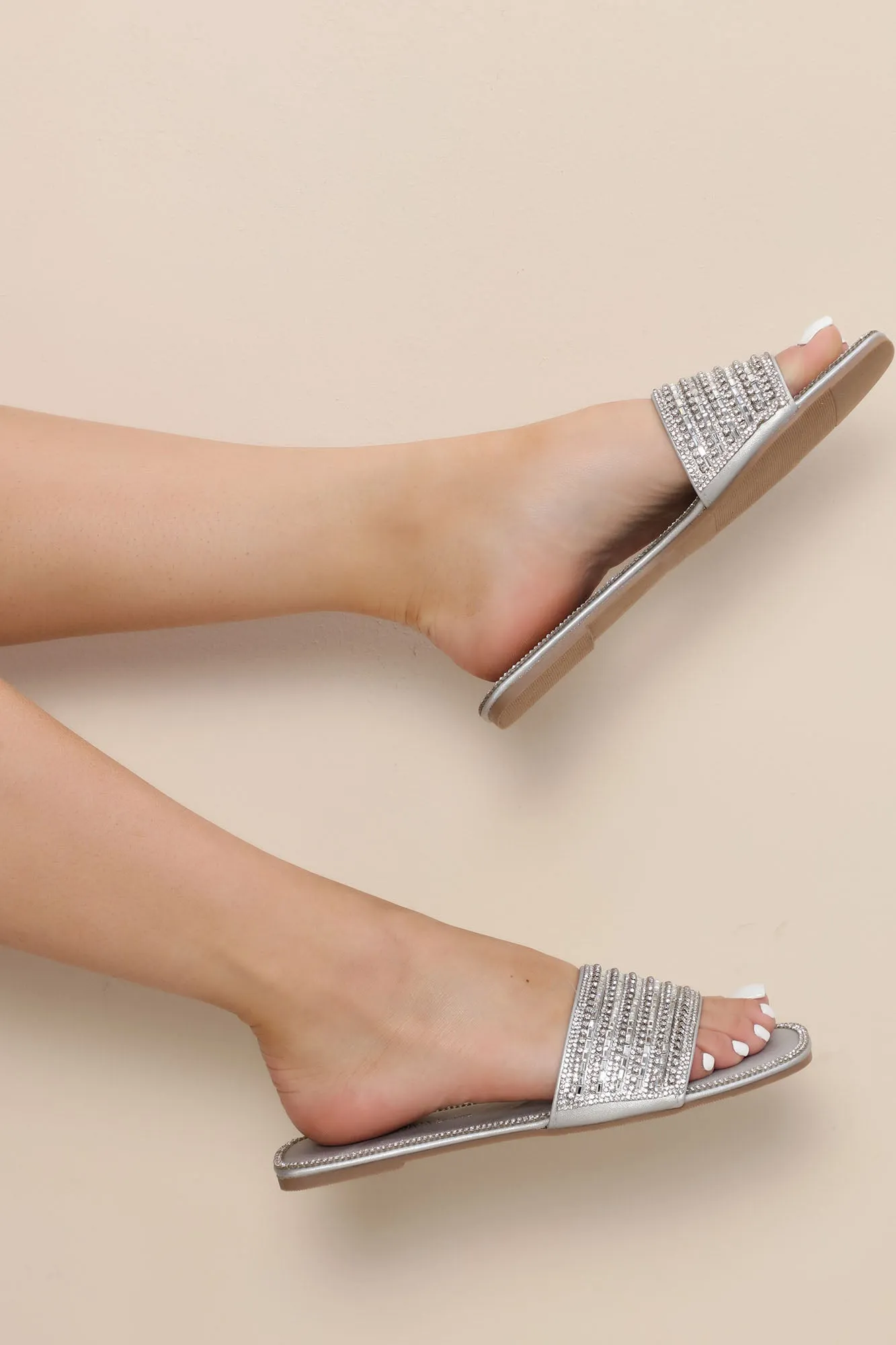 All You Desire Rhinestone Slides - Silver