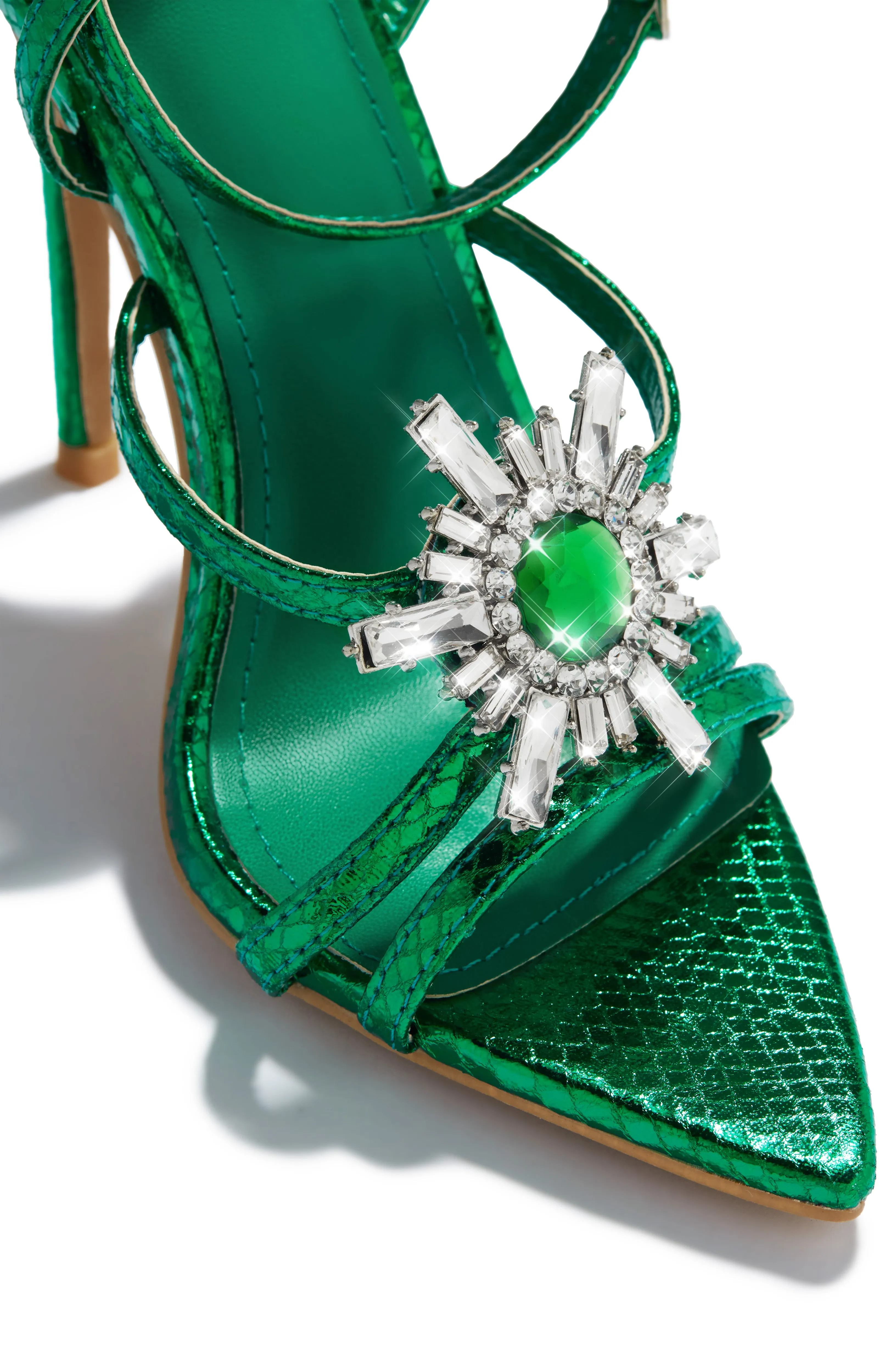 Ameira Embellished High Heels - Green