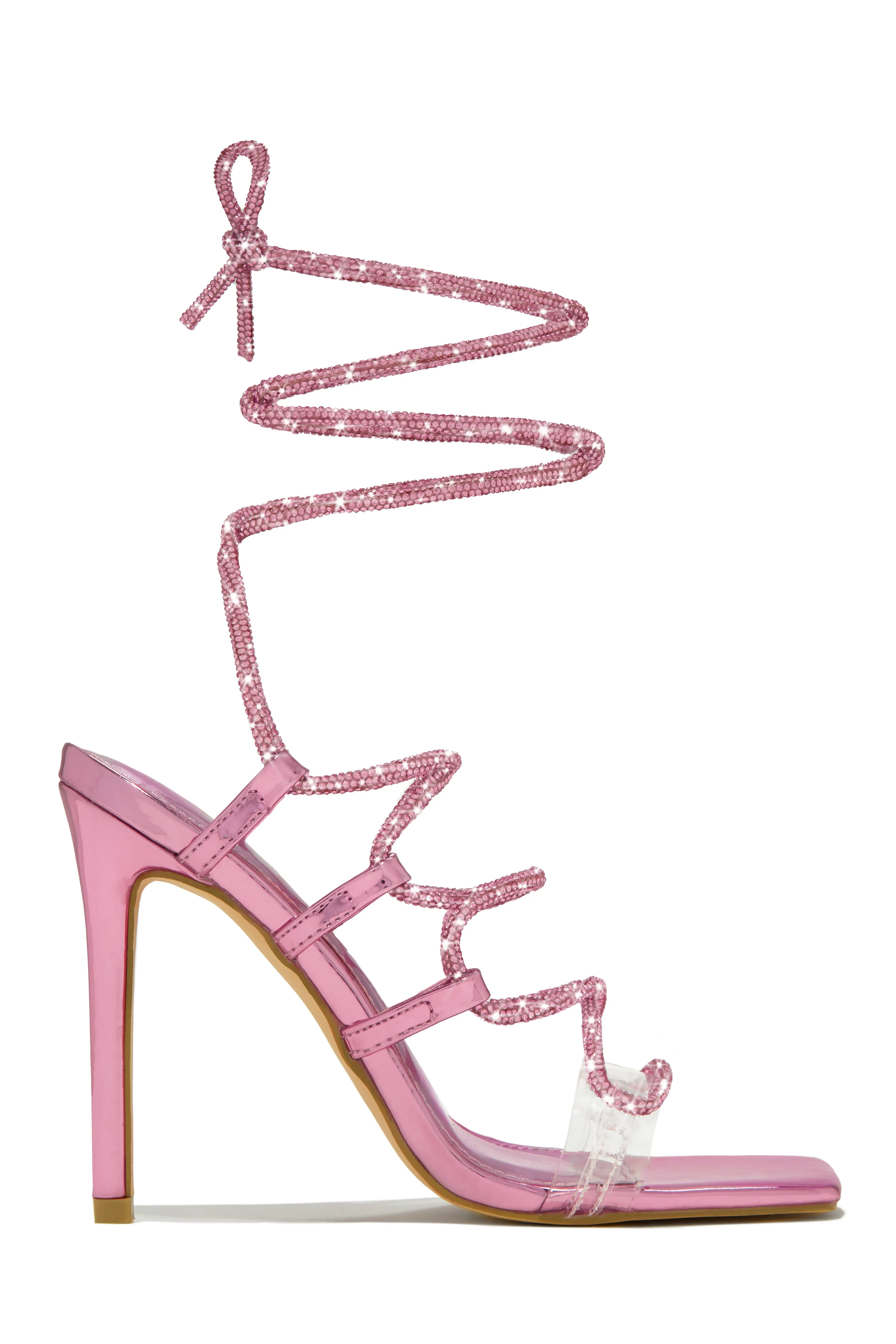 Birthday Wishes Embellished Lace Up Heels - Black