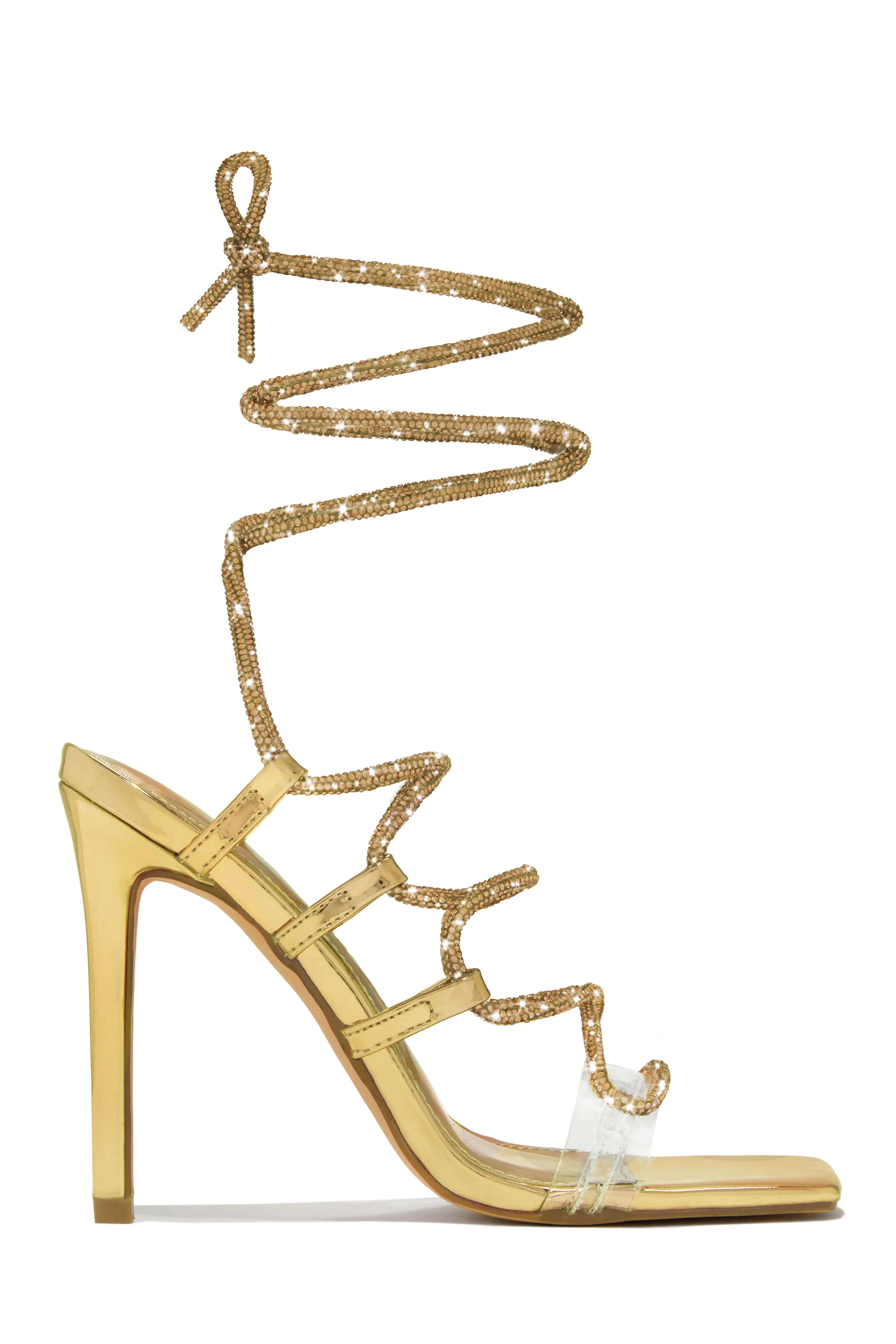 Birthday Wishes Embellished Lace Up Heels - Black