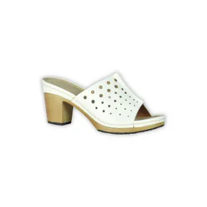Block Heel Sandals - White
