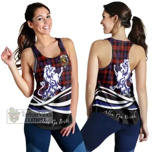 Brown (Broun) Tartan Women's Racerback Tanks with Alba Gu Brath Regal Lion Emblem