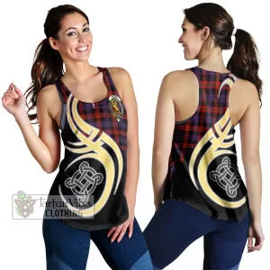 Brown (Broun) Tartan Women's Racerback Tanks with Family Crest and Celtic Symbol Style