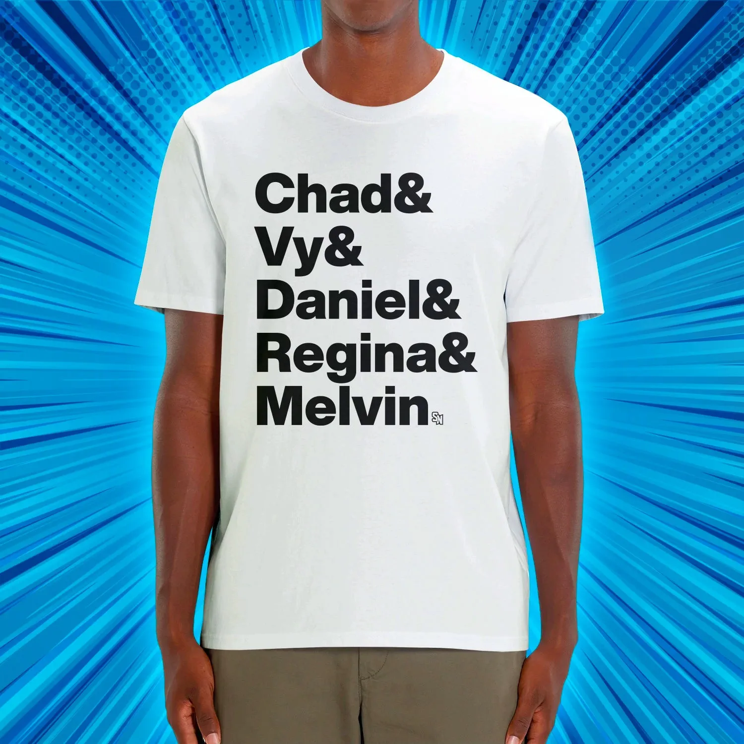 Chad & Vy & Daniel & Regina & Melvin Adult T-shirt