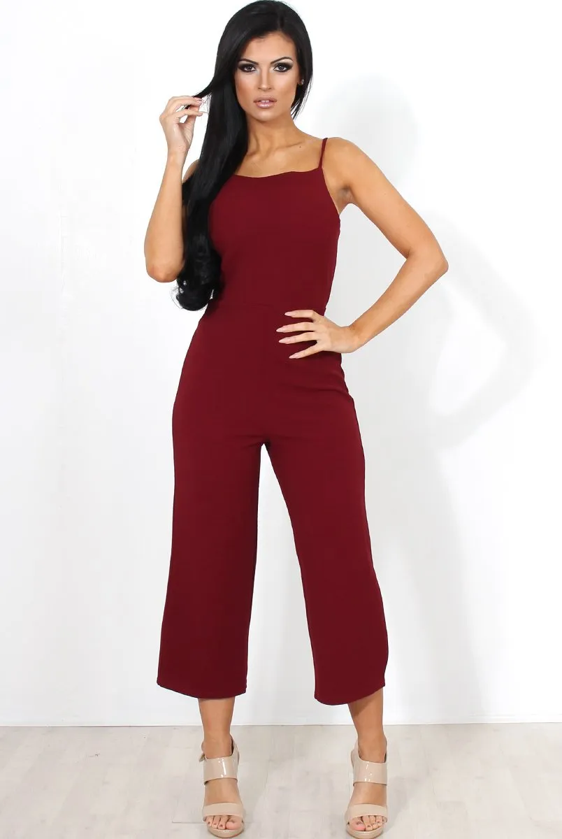 Chantelle Wine High Neck Culotte Jumpsuit