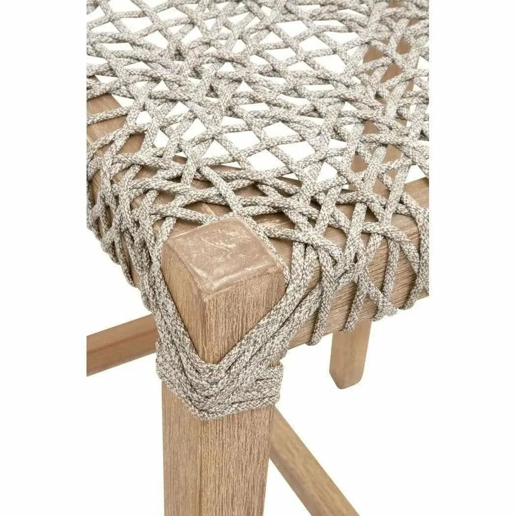 Costa Backless Counter Stool Taupe & White Rope Mahogany Wood