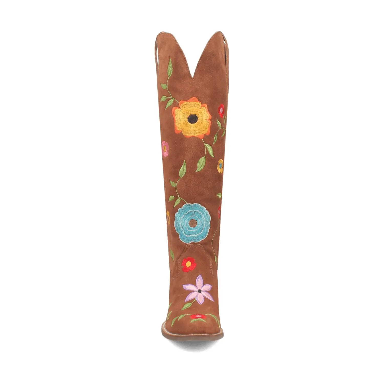 Womens Flower Power Brown Suede Cowboy Boots by Dingo - Stylish and Comfortable Western Footwear