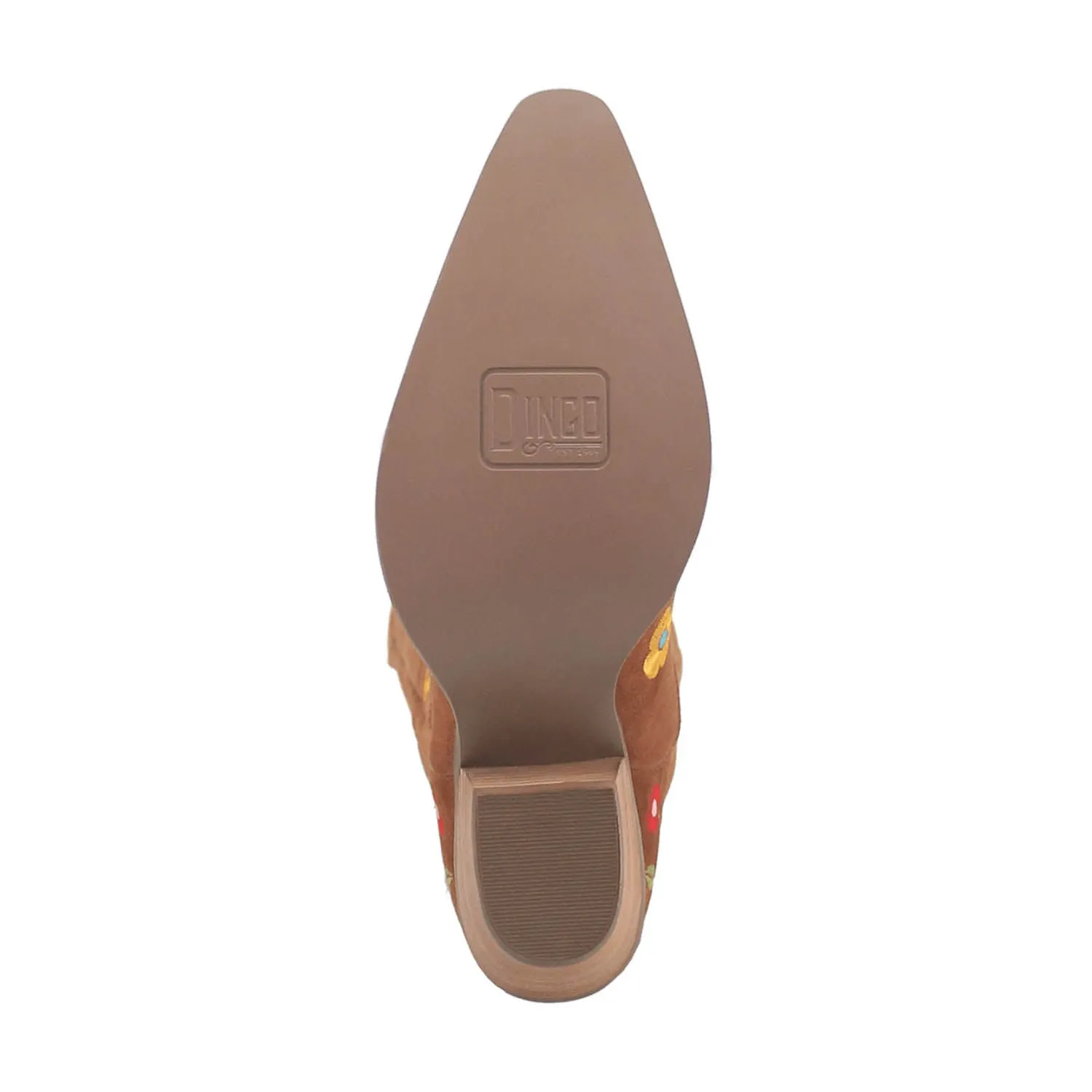 Womens Flower Power Brown Suede Cowboy Boots by Dingo - Stylish and Comfortable Western Footwear