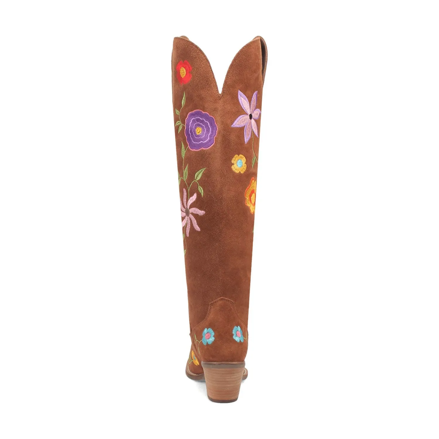 Womens Flower Power Brown Suede Cowboy Boots by Dingo - Stylish and Comfortable Western Footwear
