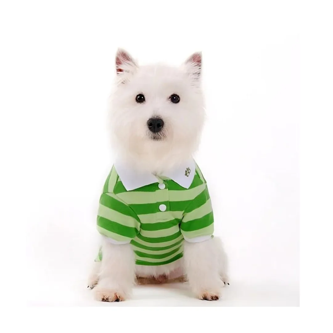 Dogo Pet Stripe Green Dog Polo Shirt