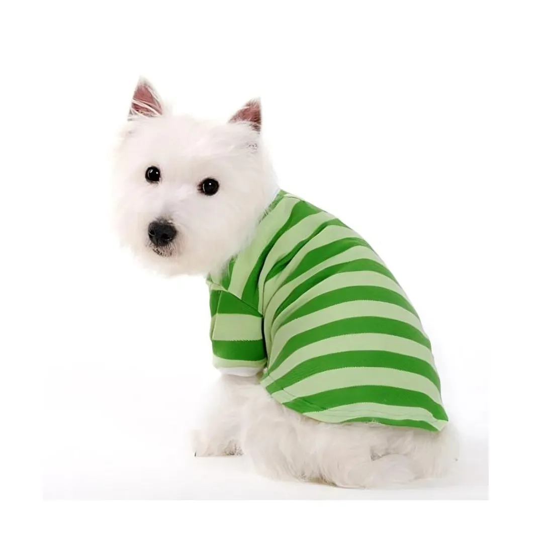 Dogo Pet Stripe Green Dog Polo Shirt
