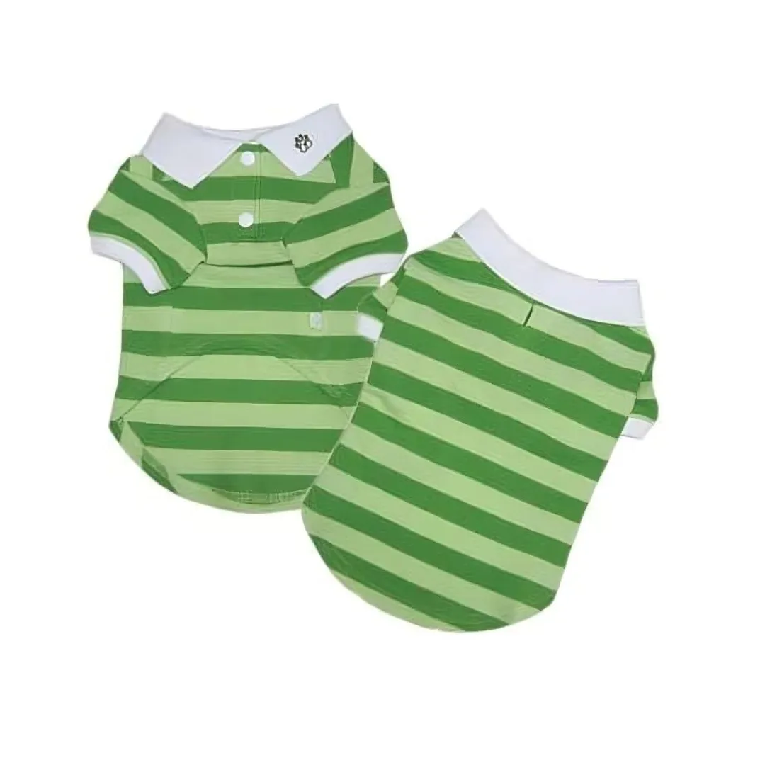 Dogo Pet Stripe Green Dog Polo Shirt
