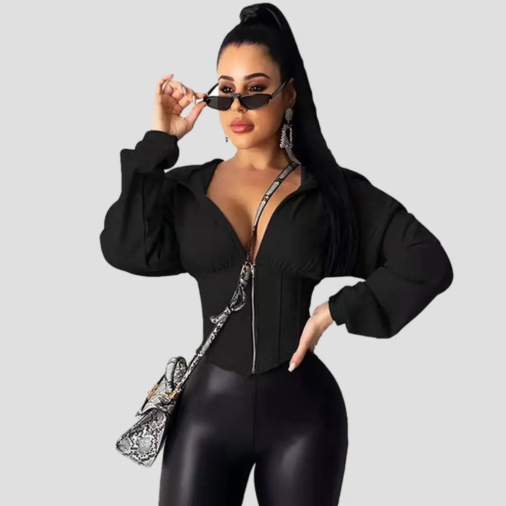elastic waistband loose hooded