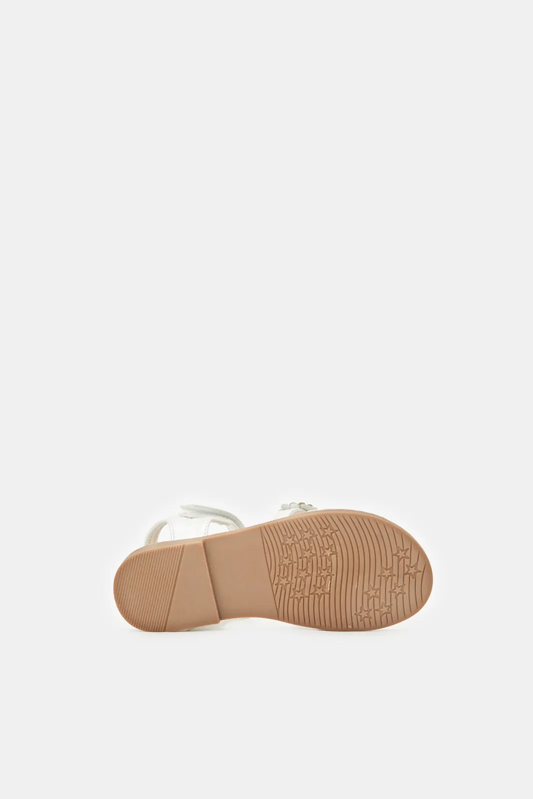 Girls White Braided Sandals