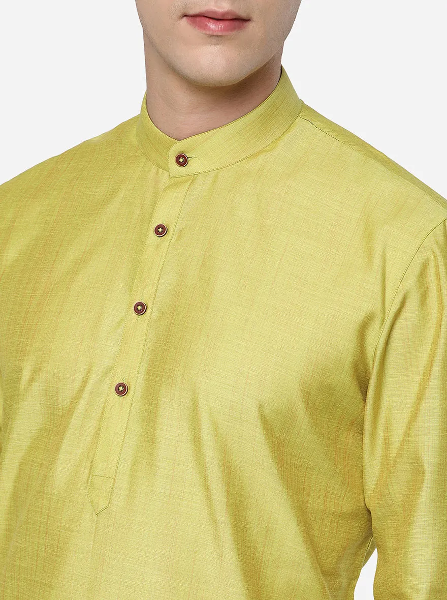 Green Solid Regular Fit Modi Kurta | JadeBlue
