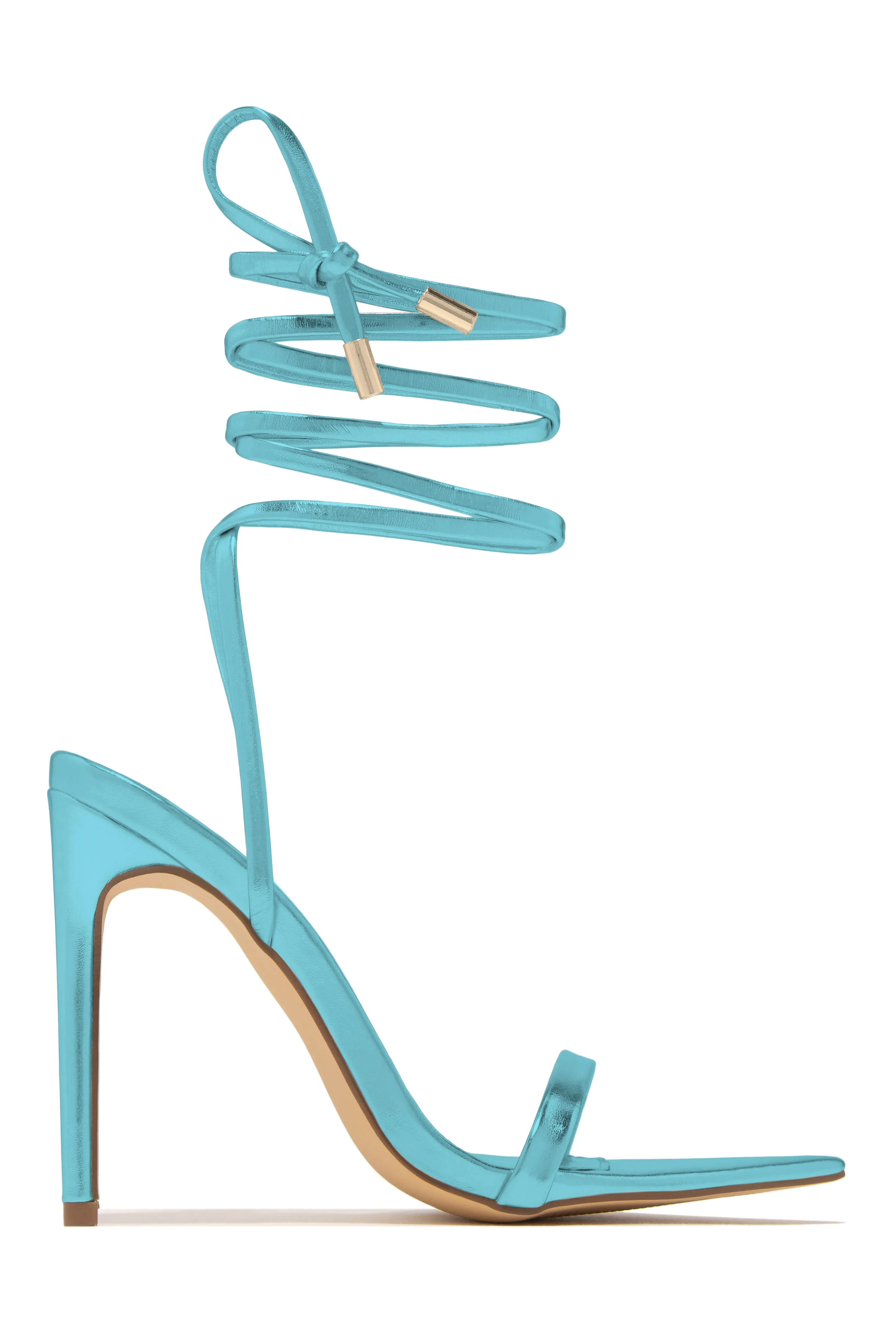 Into The Night Lace Up High Heels - White