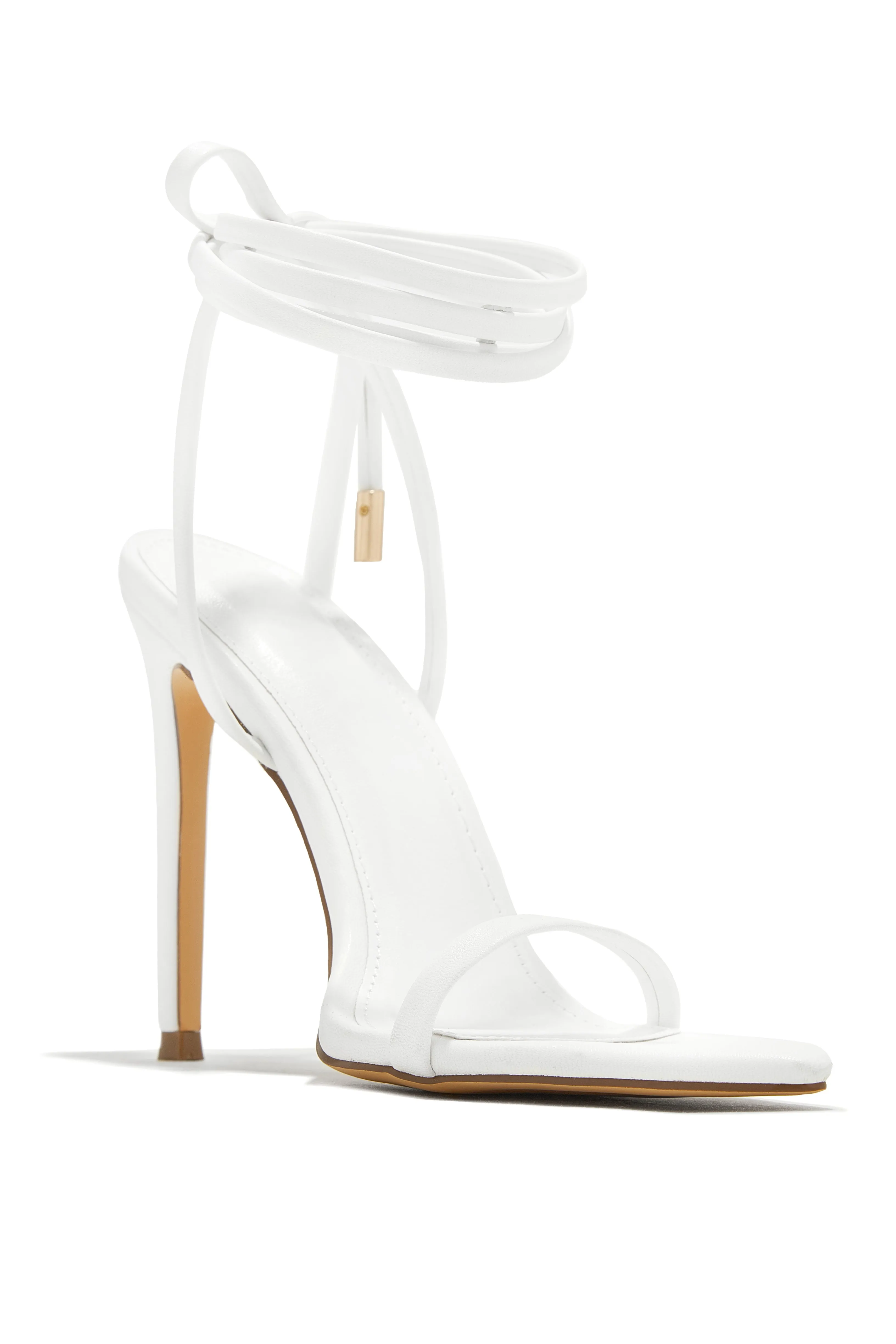 Into The Night Lace Up High Heels - White