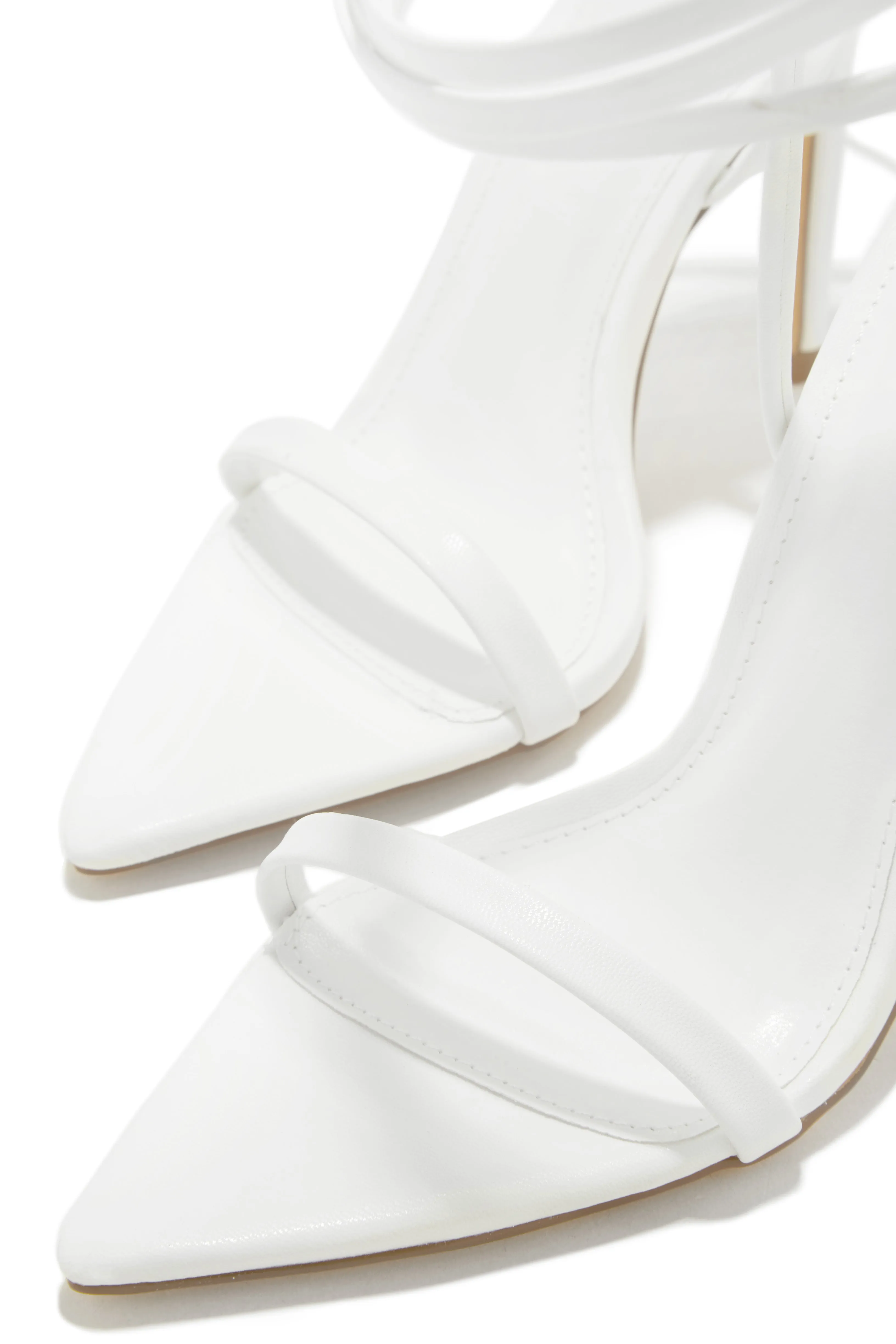 Into The Night Lace Up High Heels - White