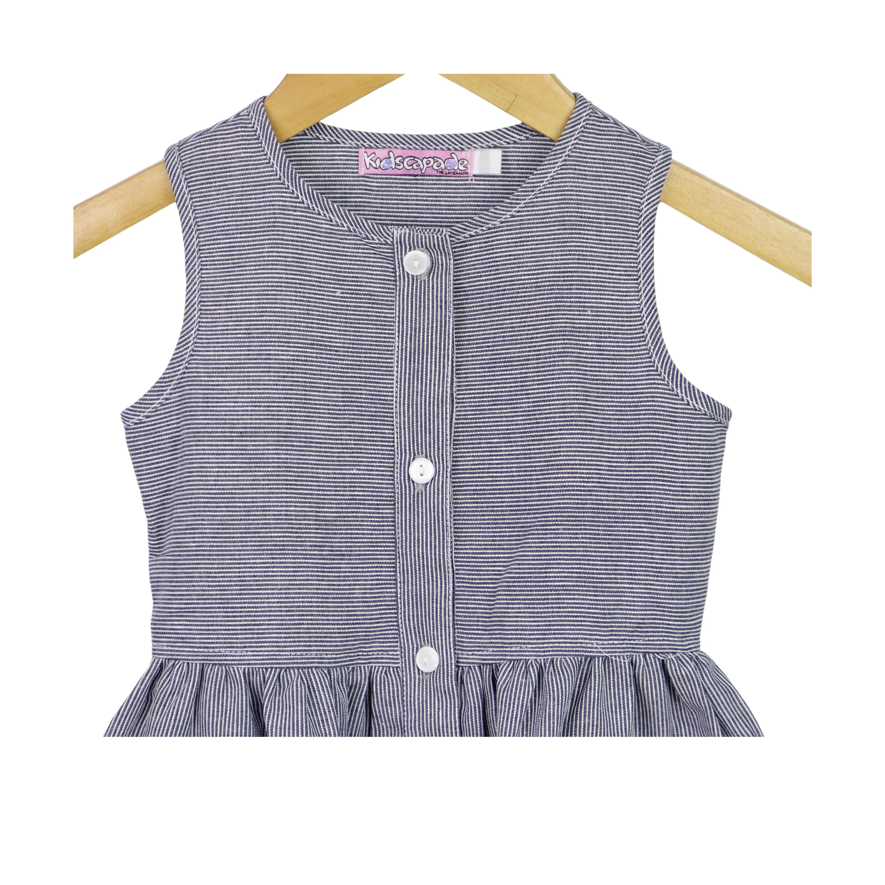 Kidscapade P. Sleeveless Stripes Dress with 2 Patch Pocket - Gray