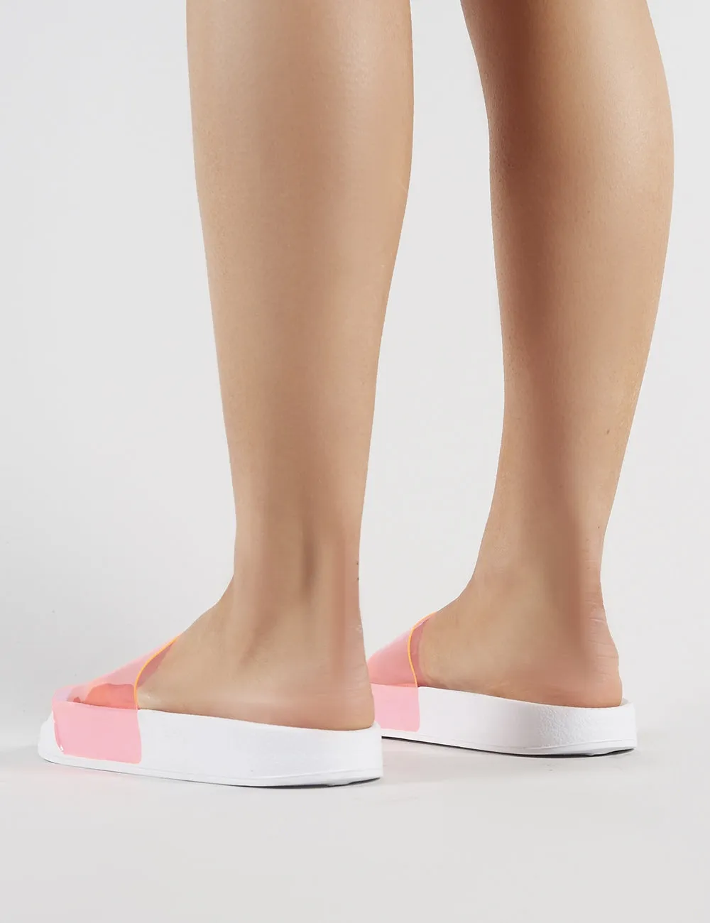 Kina Clear Perspex Sliders in Neon Pink