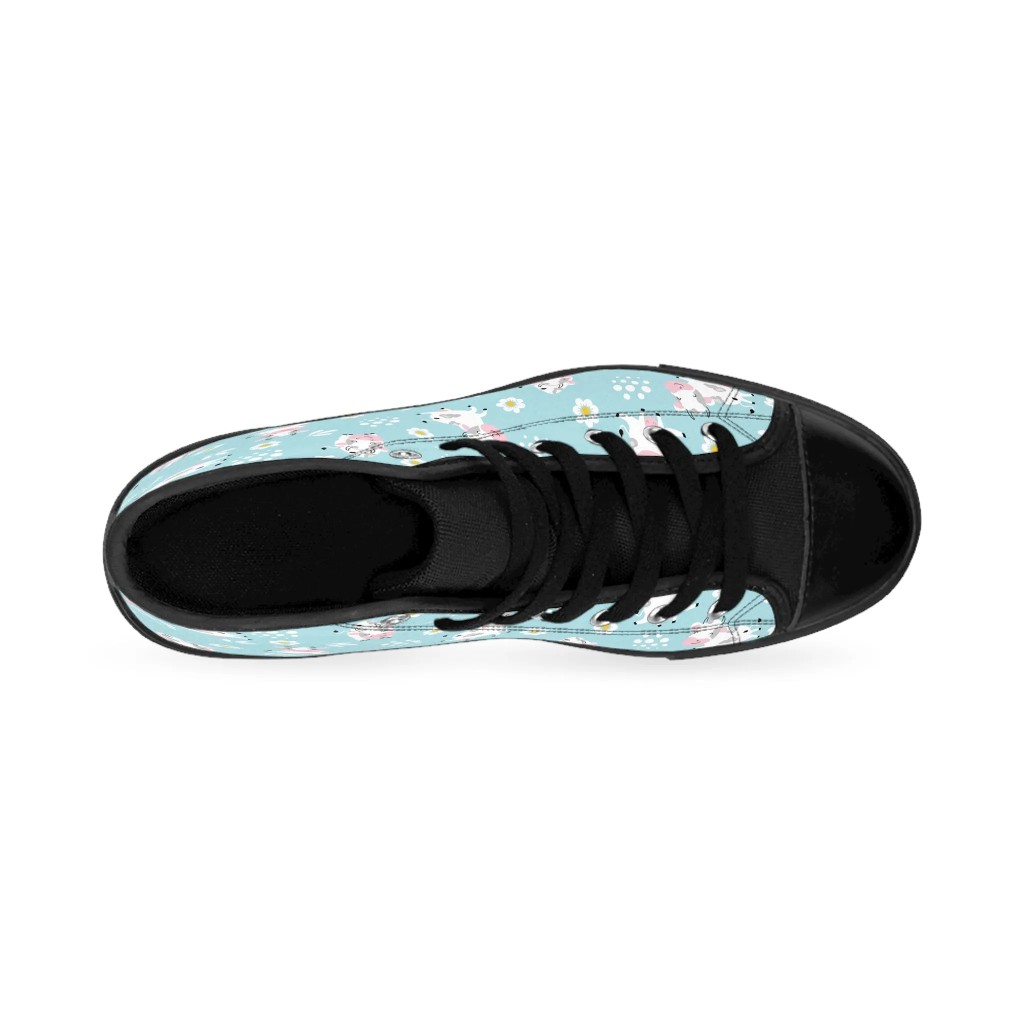Light Blue and Cow Men's Classic Sneakers