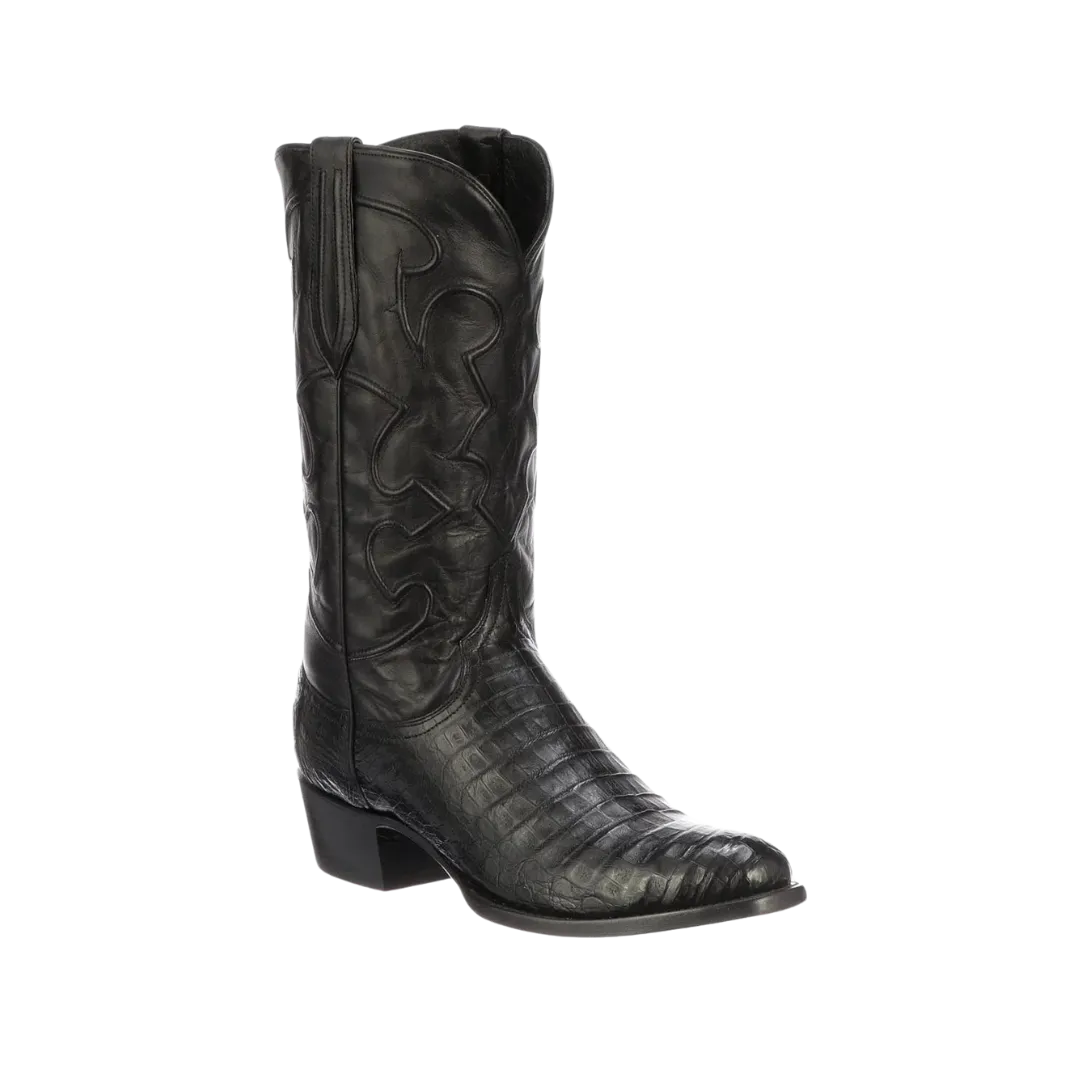 Lucchese Boot Men's  Black Crocodile Belly Round Toe Boot