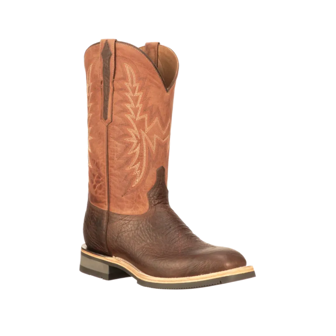 Mens Lucchese Rudy Chocolate Peanut Cowhide Leather Western Boots