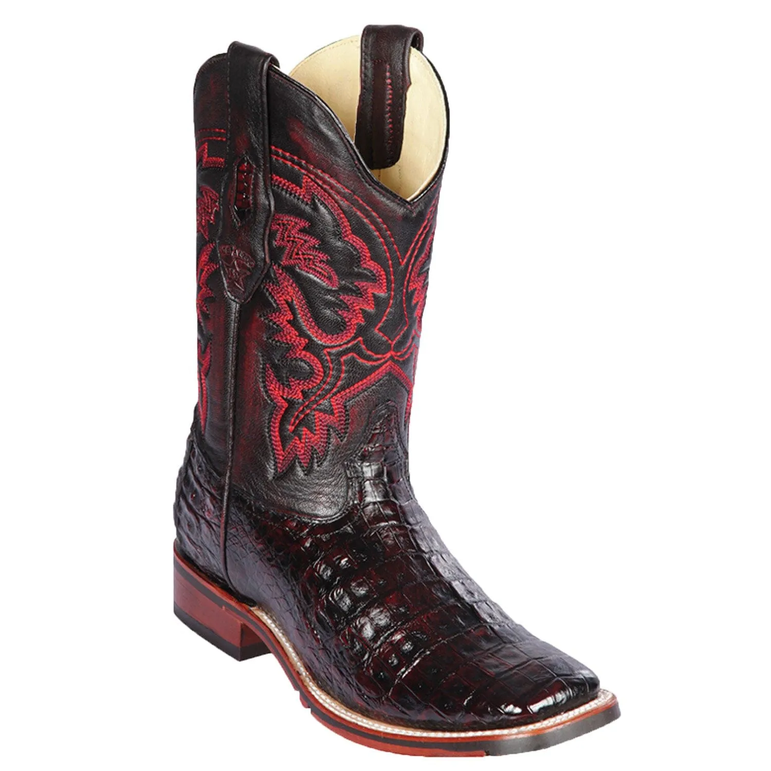 Men's Los Altos Caiman Belly Wide Square Toe Boots 82682