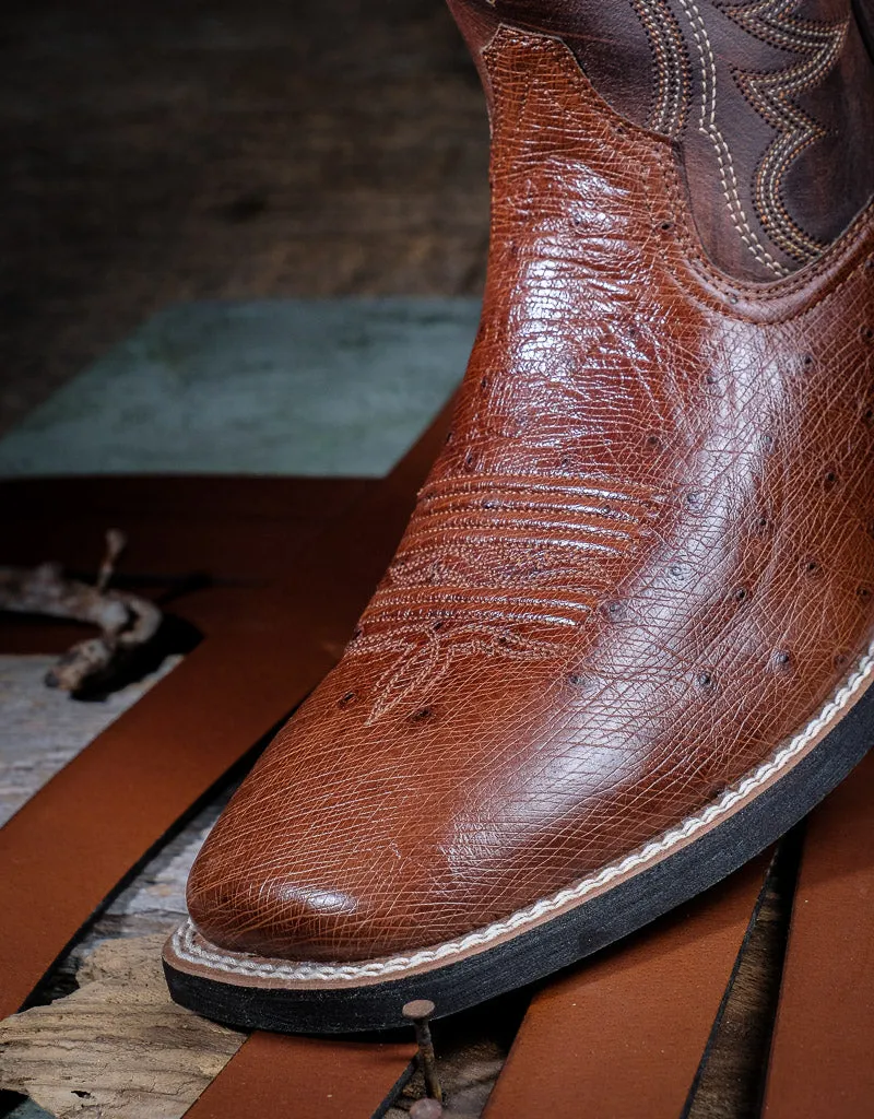 Men's Reckoning Dark Smooth Ostrich Square Toe Western Boots 10042473