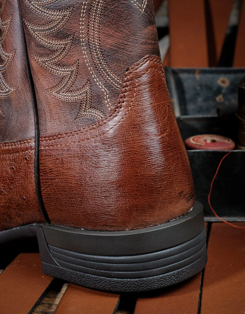 Men's Reckoning Dark Smooth Ostrich Square Toe Western Boots 10042473