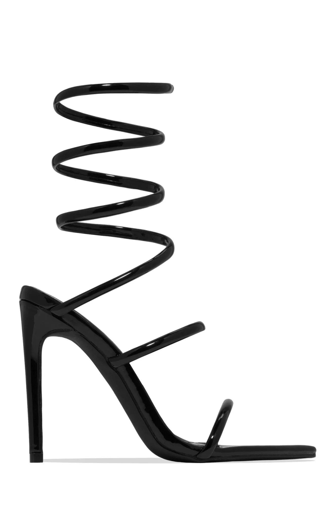 Nathalie Around The Ankle Coil High Heels - Black