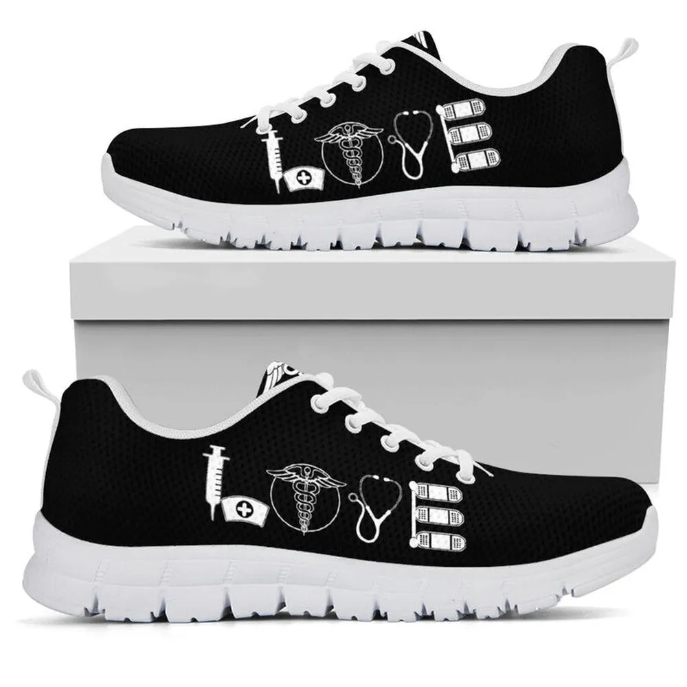 Nurse Sneaker, Nurse Love Royal Blue Black Sneakers Shoes, Best Shoes For Nurses