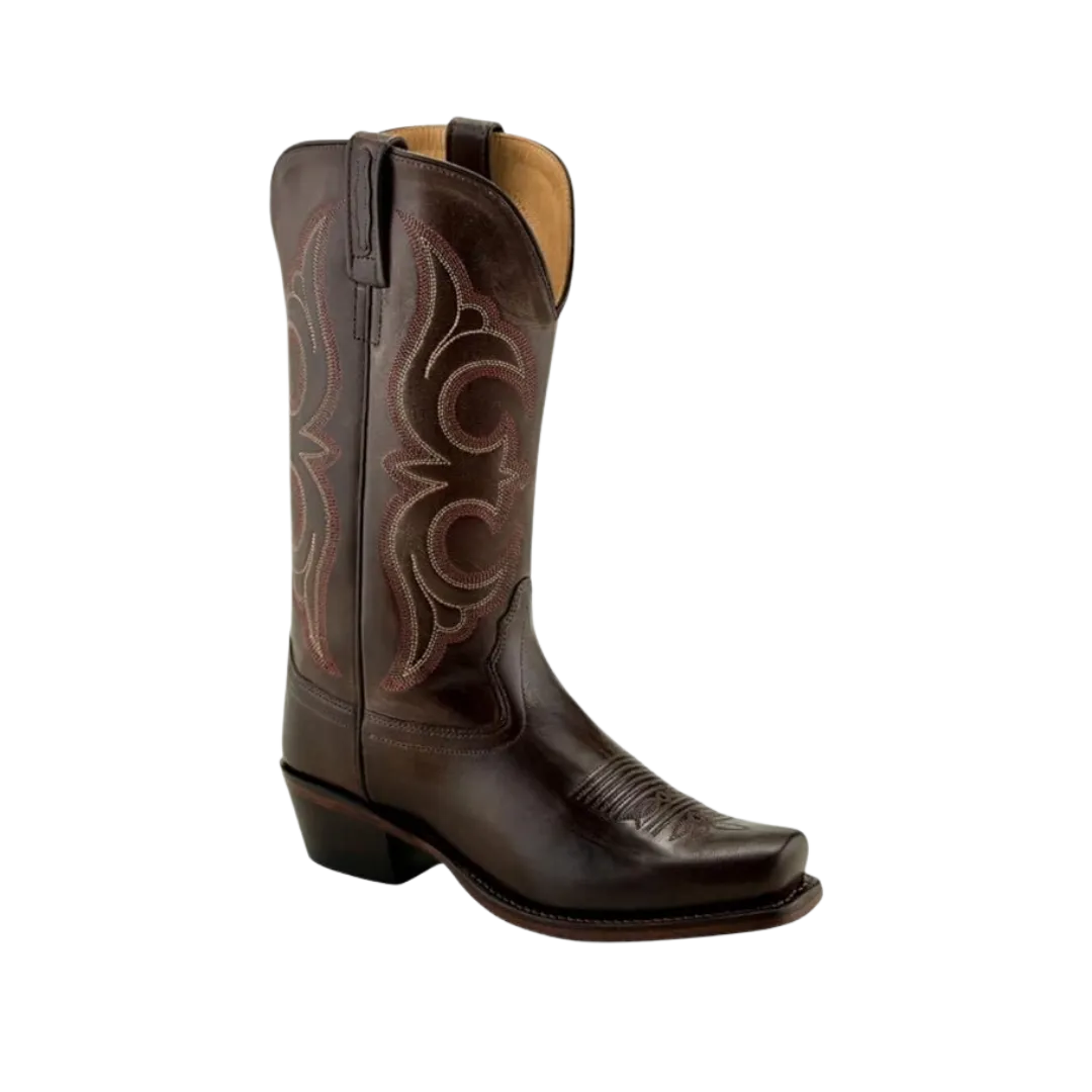 Old West Brown Womens Leather 12in Cowboy Boots