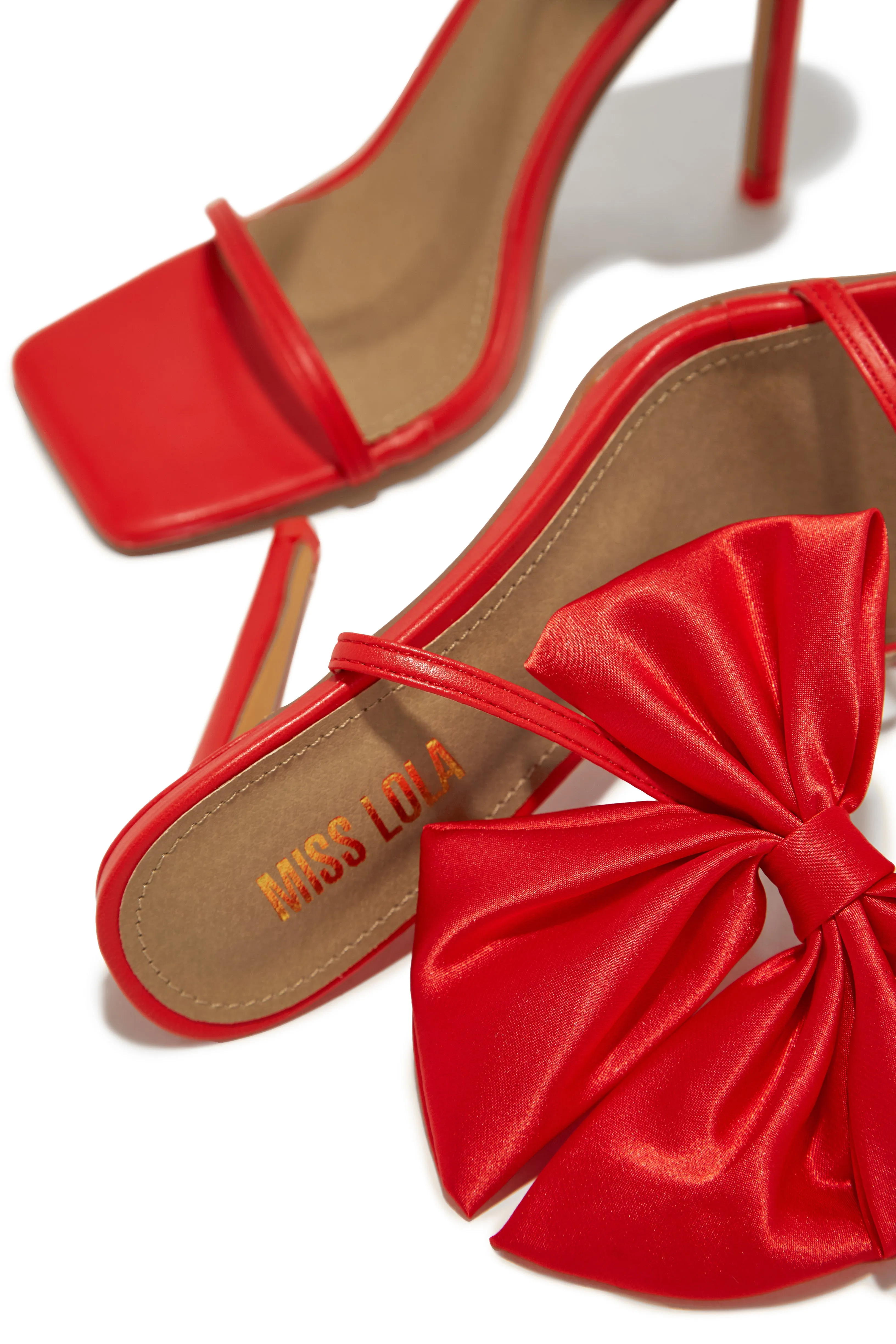 Pauline High Heels with Bow Detailing - Red