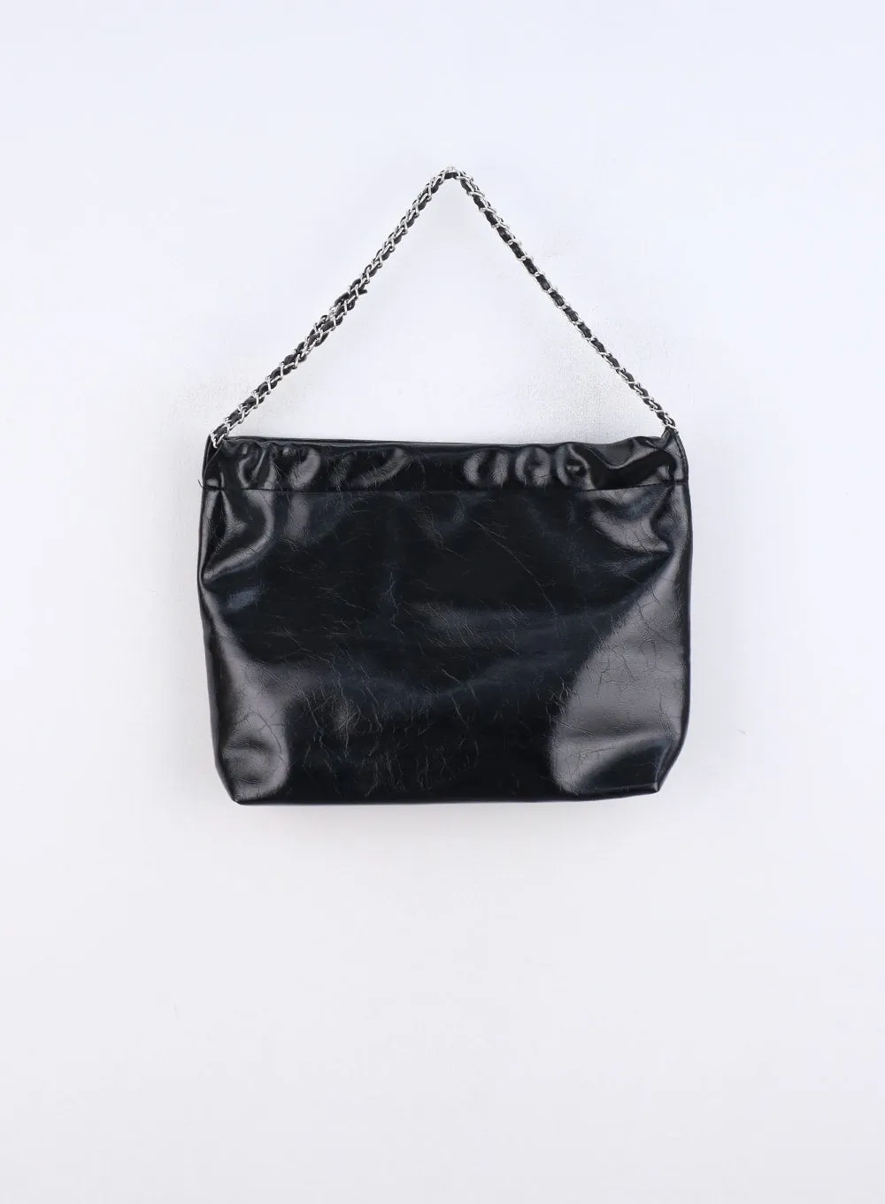 Ribbon Chain Faux Leather Shoulder Bag CN317