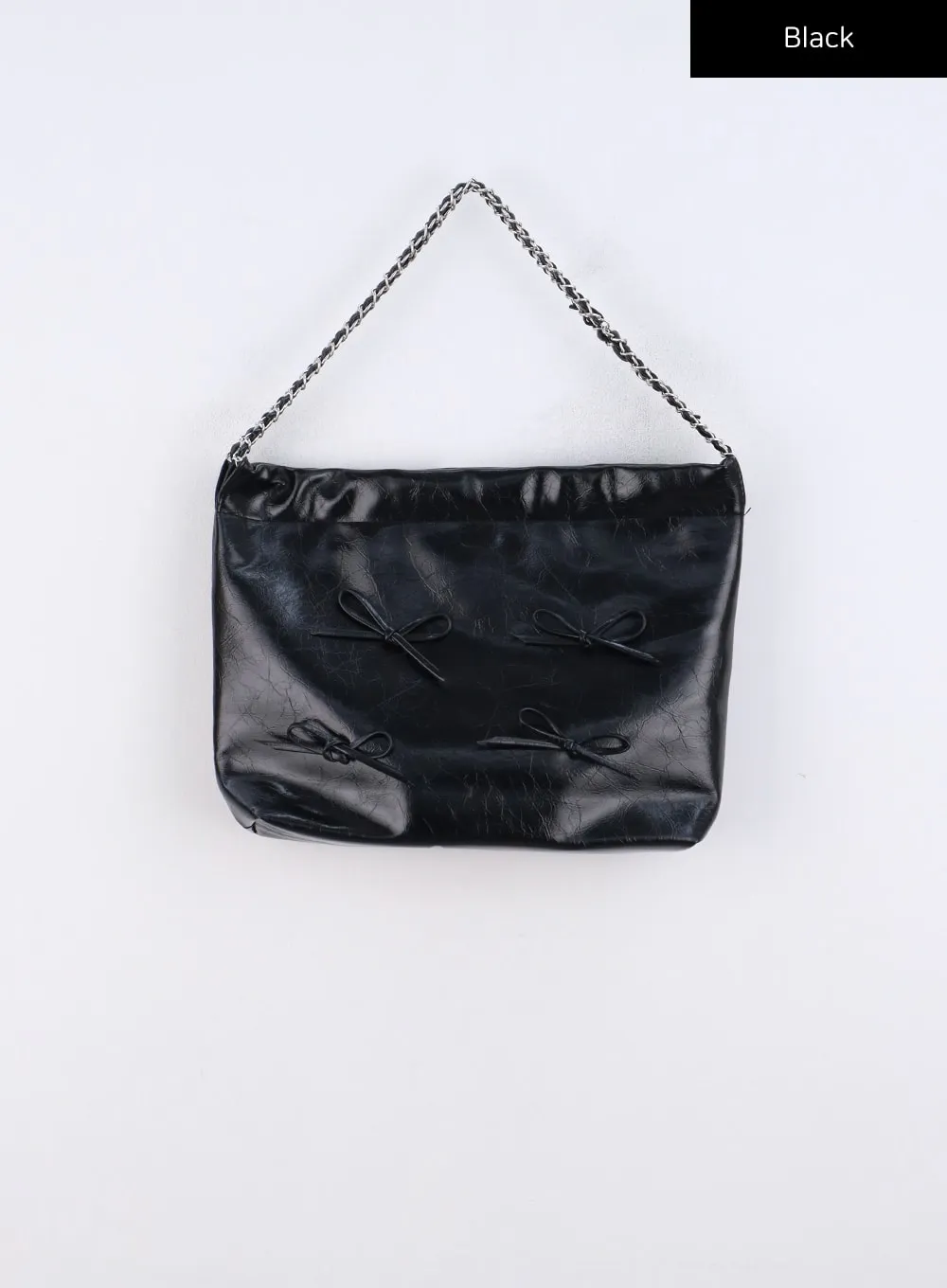 Ribbon Chain Faux Leather Shoulder Bag CN317