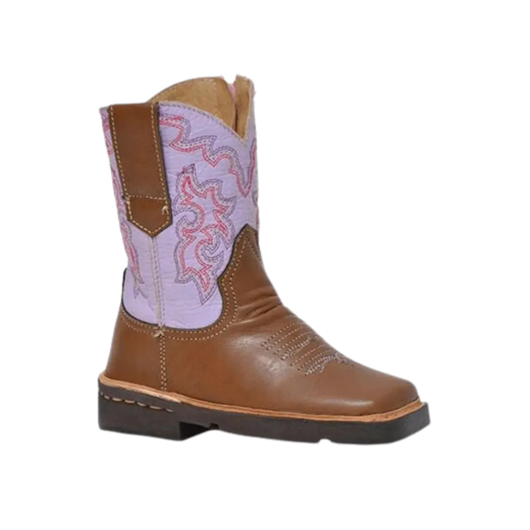 Roper Footwear Kid's Light Purple Shaft with Pink and Purple Embroidery Cowgirl Boots