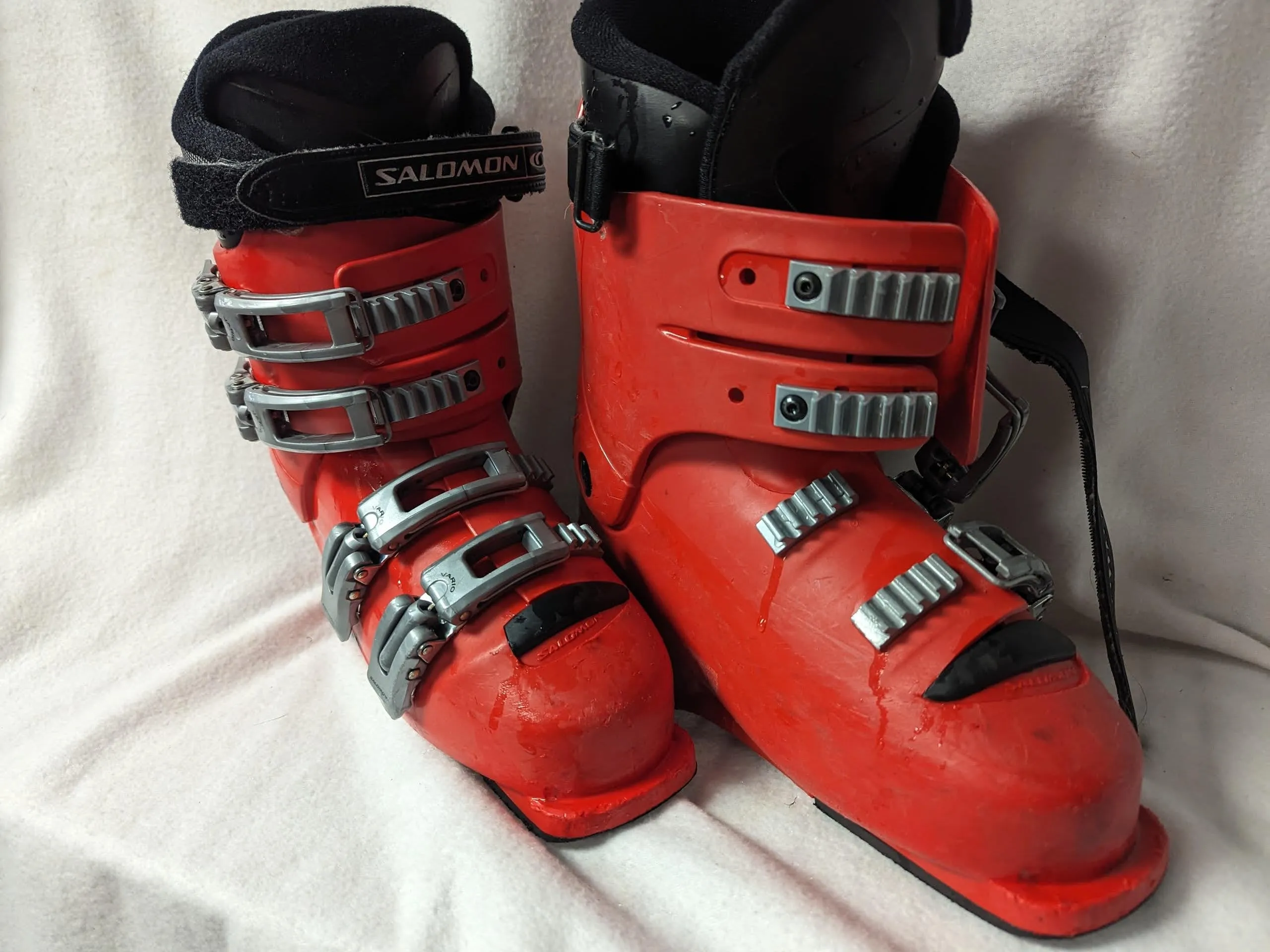 Salomon Ski Boots Size 25.5 Color Red Condition Used