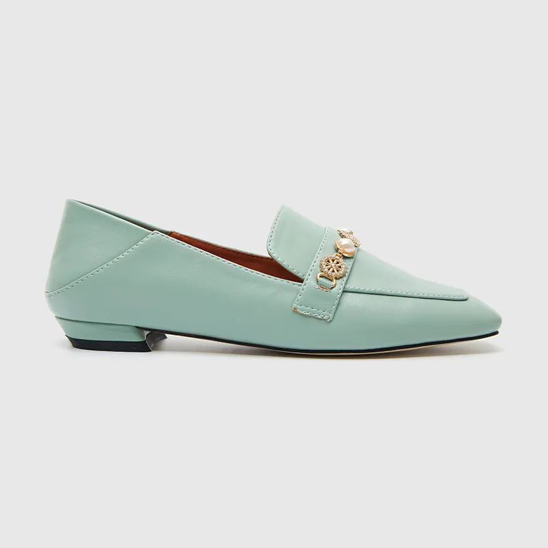 Square Toe Loafers Flats Blue