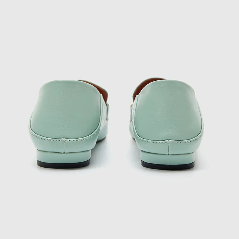 Square Toe Loafers Flats Blue
