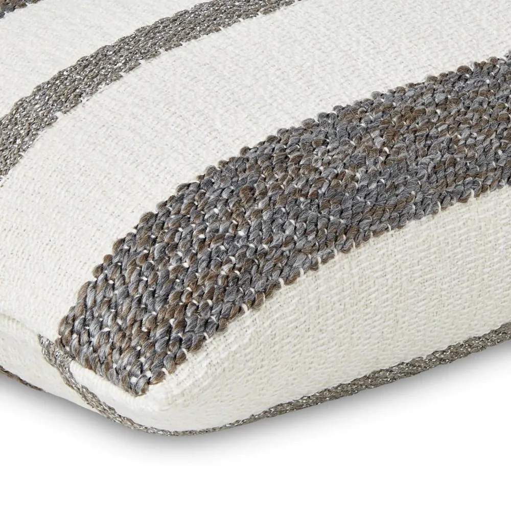 Terra Striped Gray Metallic Pillows by Mode Living