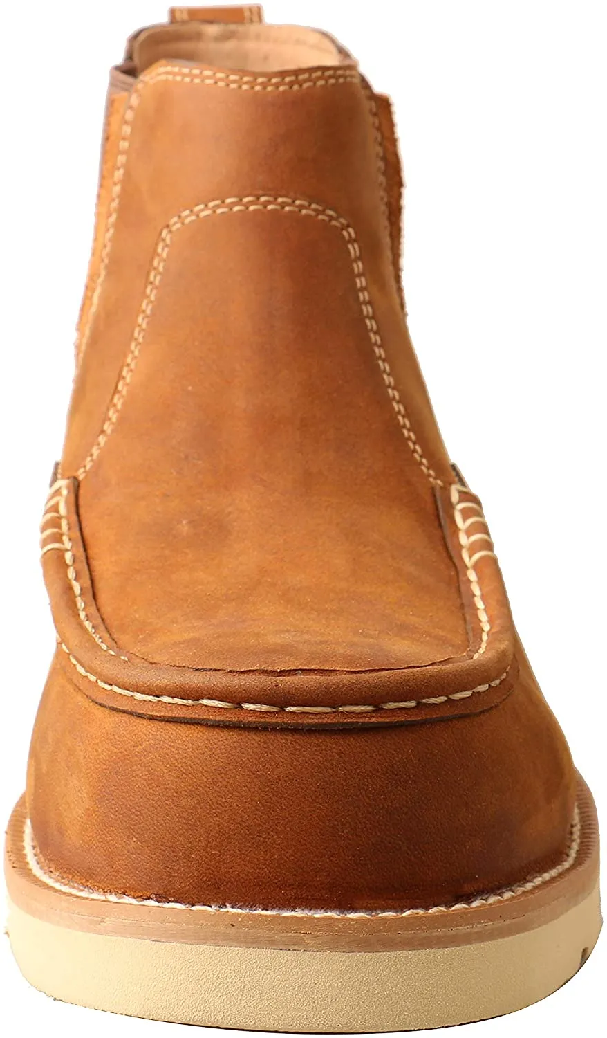 Twisted X Mens 4" Work Chelsea Wedge Sole Boot, Oiled Saddle, 9.5 M