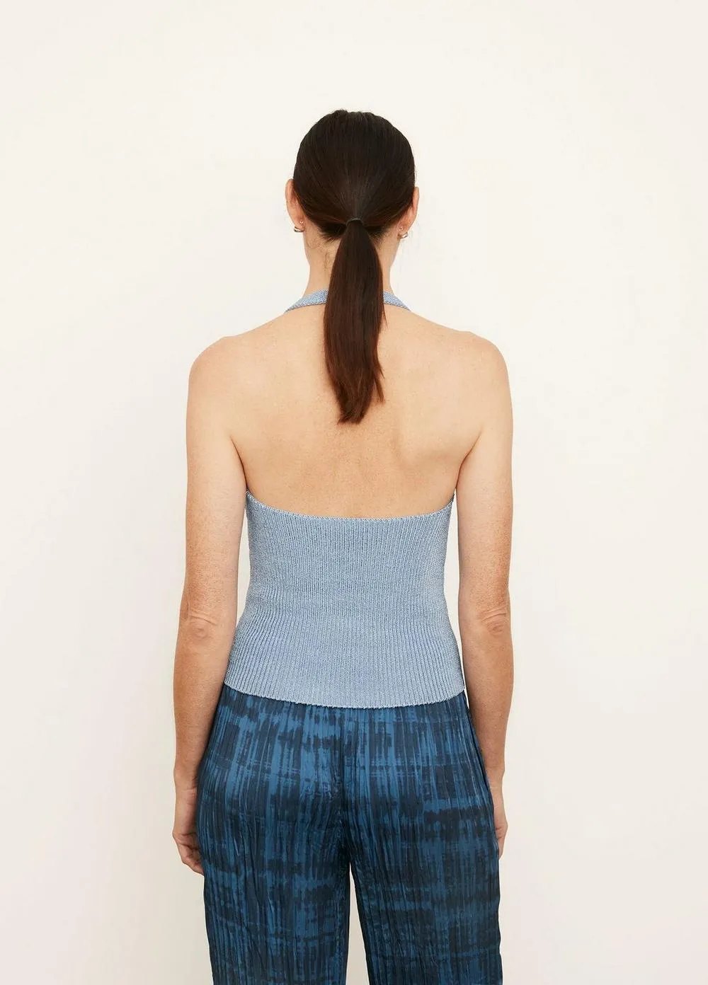 Vince - Fitted Halter Neck Tank in Riviera
