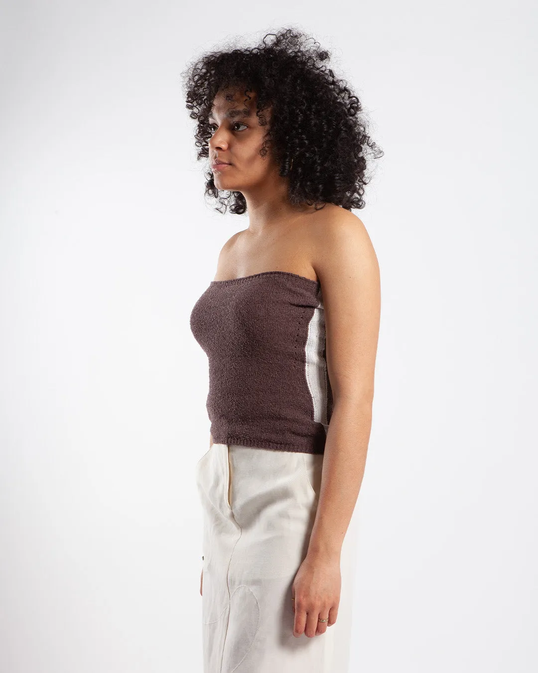 Stylish Woolrich x DC Brown Bandeau Knit Top for Women